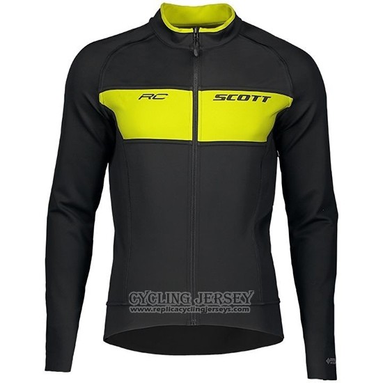 2019 Cycling Jersey Scott Rc Ff Yellow Black Long Sleeve And Bib Tight